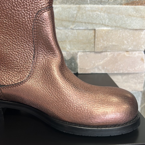 JIMMY CHOO Dondo Rosewood Grainy Calf Leather Biker Boots - Picture 11 of 12